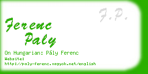 ferenc paly business card